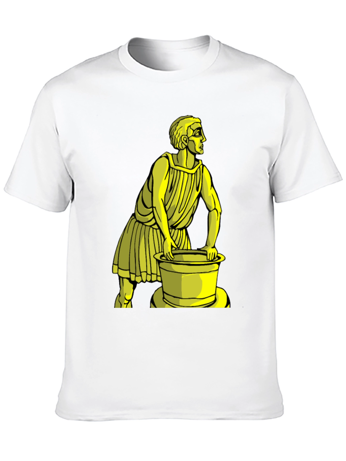 Black T-Shirt with Yellow Ancient Man Graphic