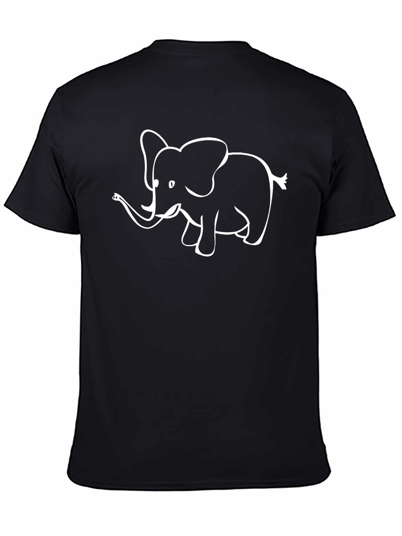 Elephant Graphic Tee - Black Cotton Casual T-Shirt