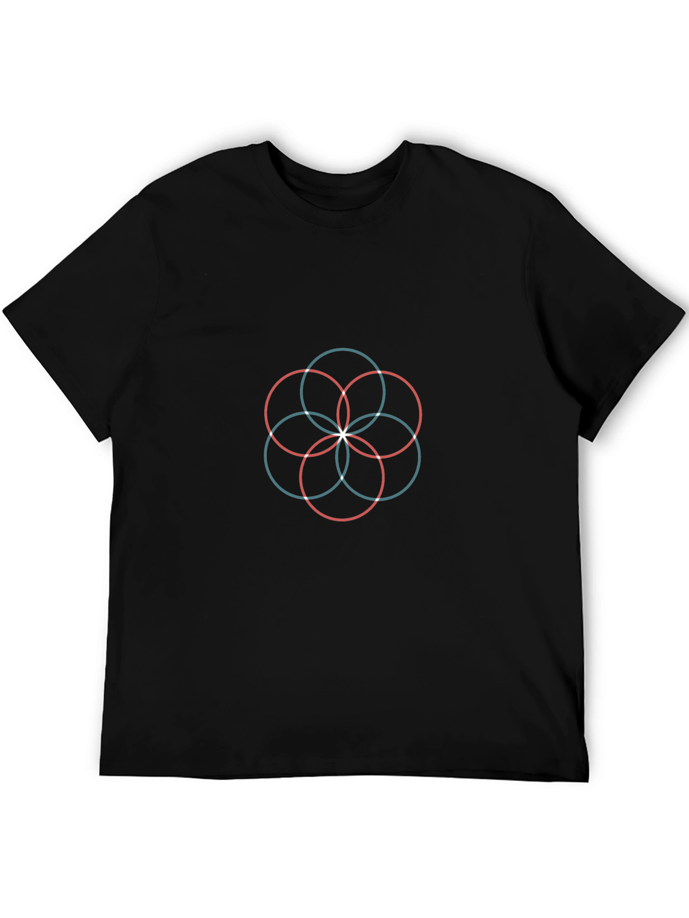 Geometric Circle Pattern Black T-Shirt