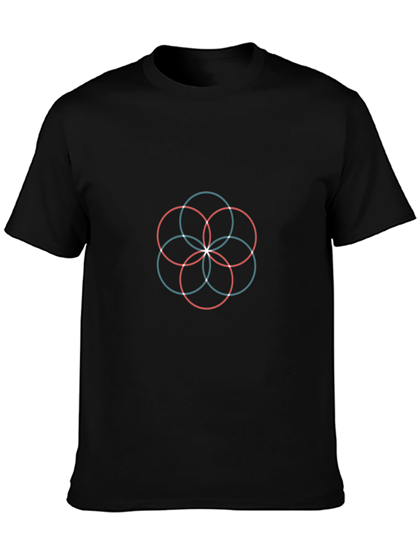 Geometric Circle Pattern Black T-Shirt