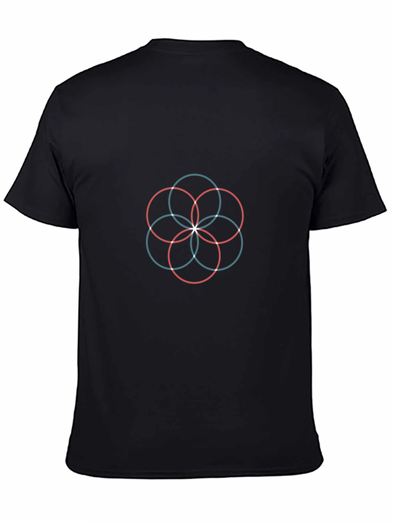 Geometric Circle Pattern Black T-Shirt