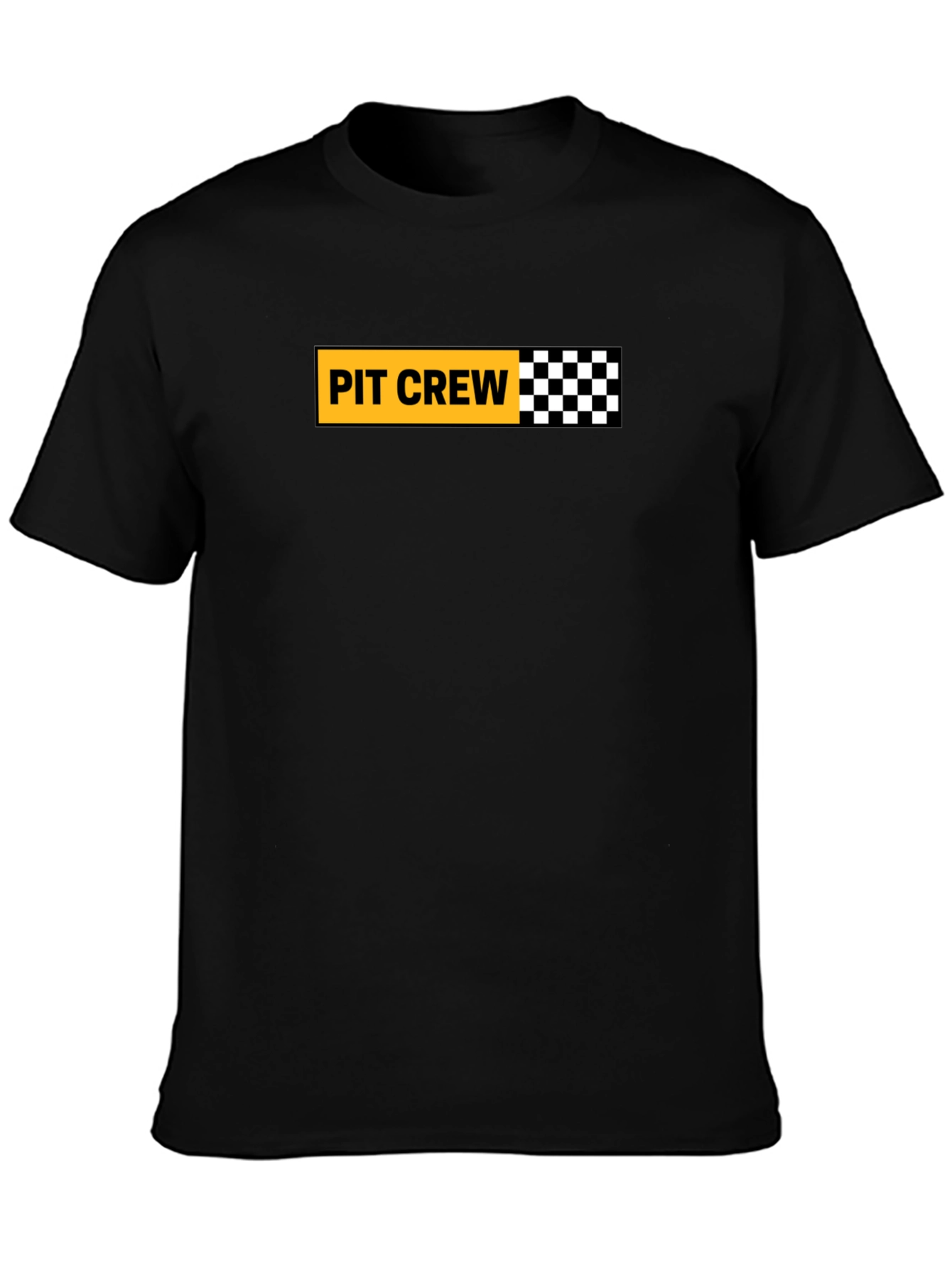 Pit Crew Checkered Flag Graphic Tee - Black