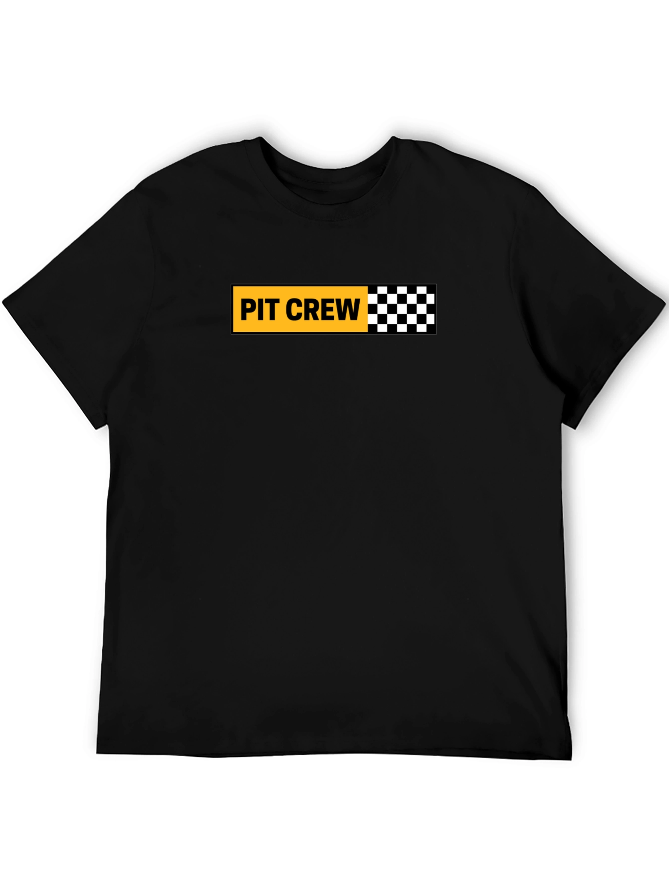 Pit Crew Checkered Flag Graphic Tee - Black