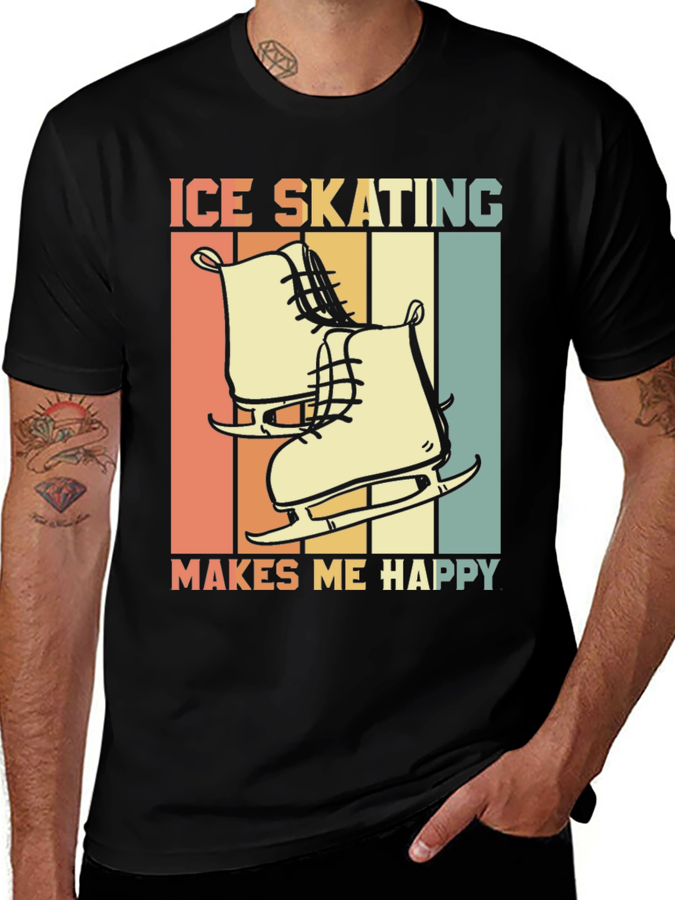 Ice Skating Makes Me Happy Graphic Tee