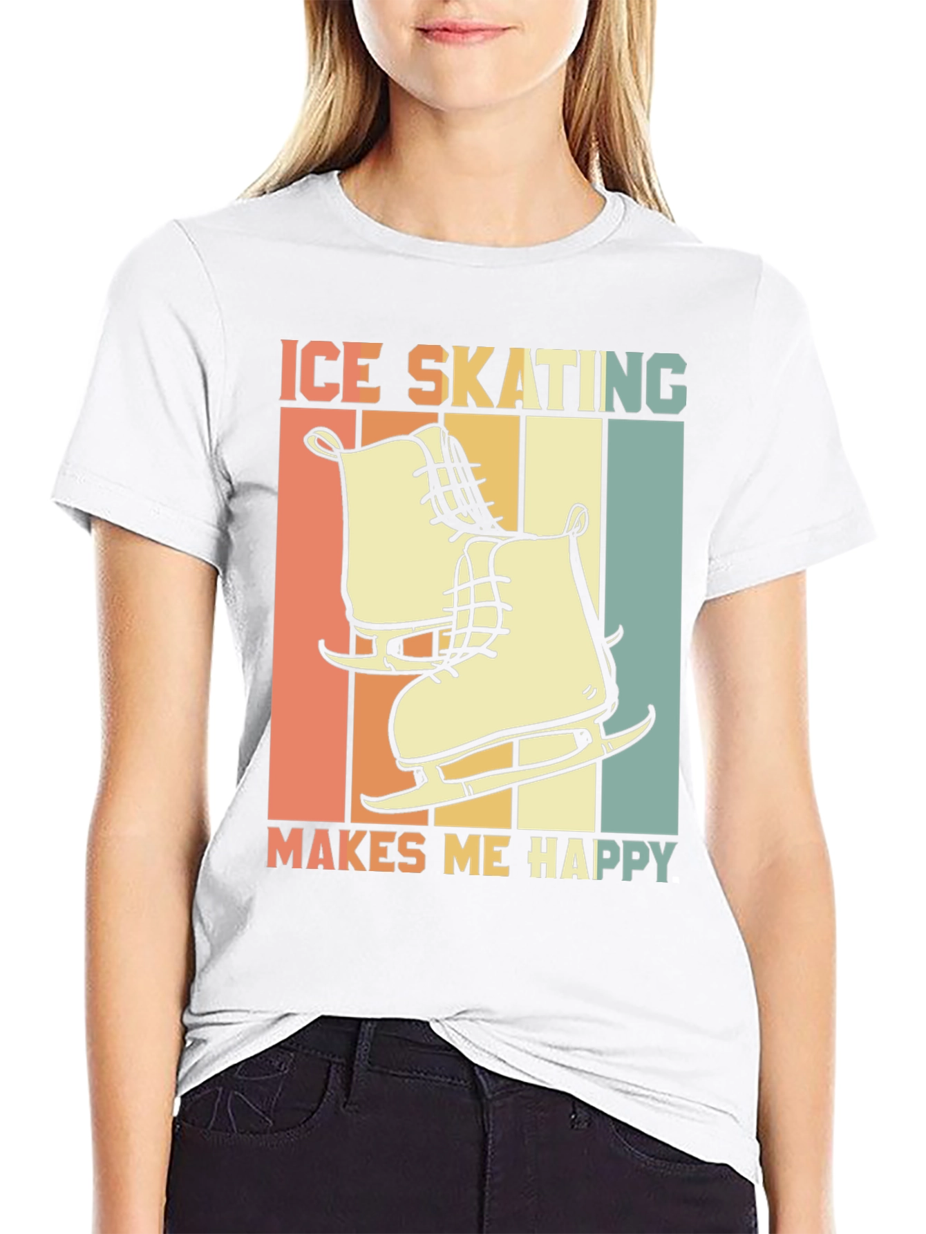 Ice Skating Makes Me Happy Graphic Tee