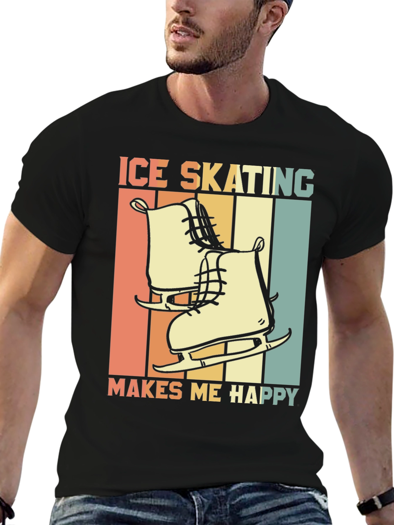 Ice Skating Makes Me Happy Graphic Tee