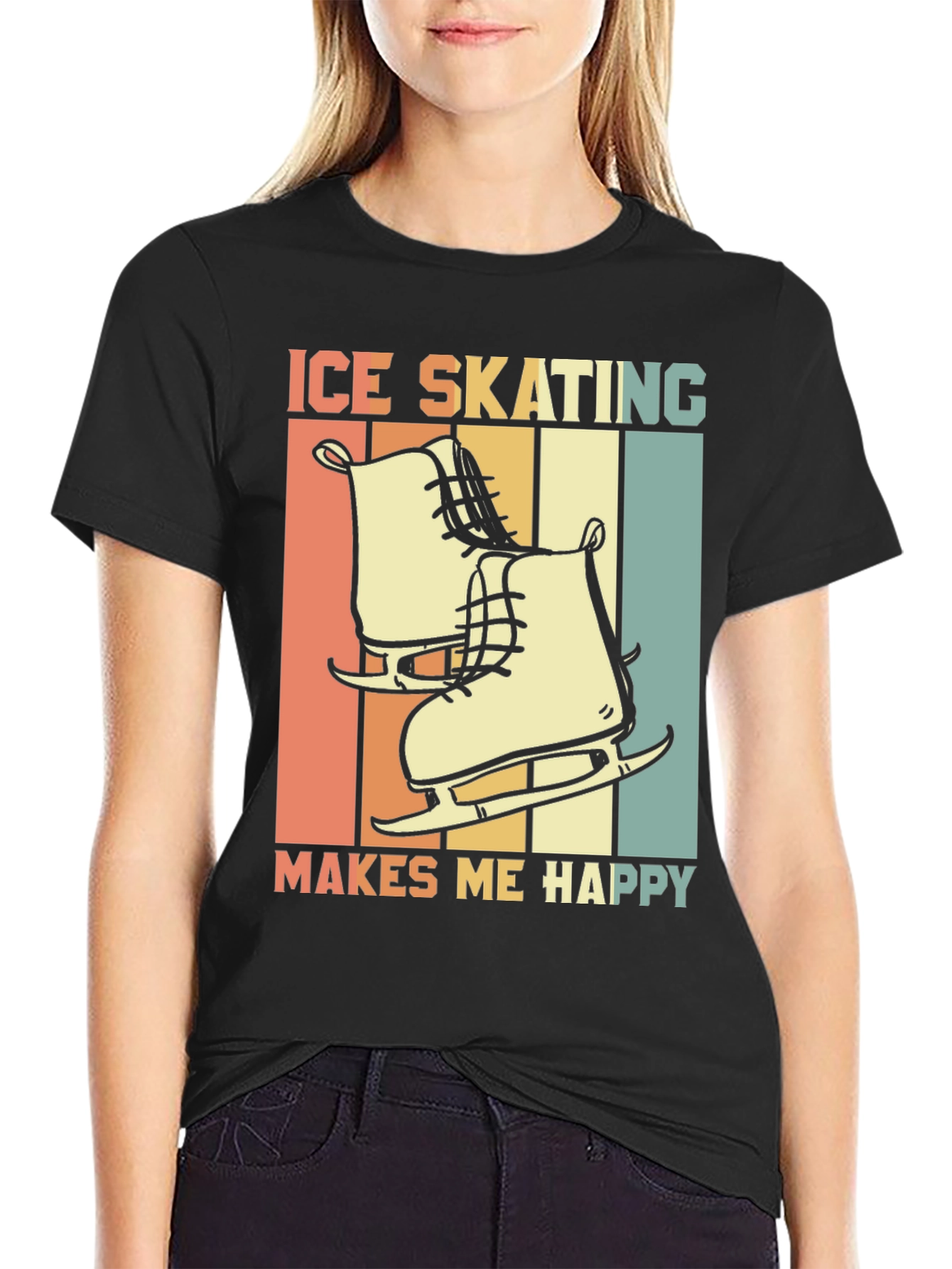 Ice Skating Makes Me Happy Graphic Tee