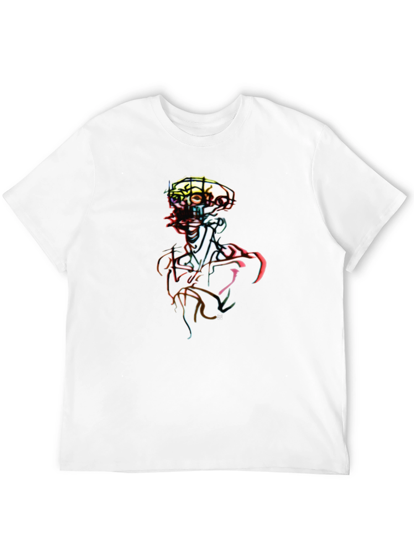 Abstract Art Skeleton Graphic Tee - Black