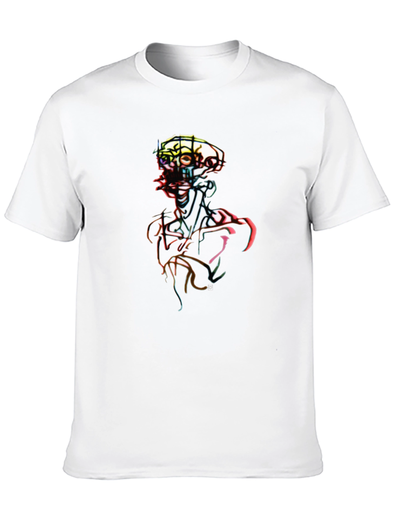 Abstract Art Skeleton Graphic Tee - Black