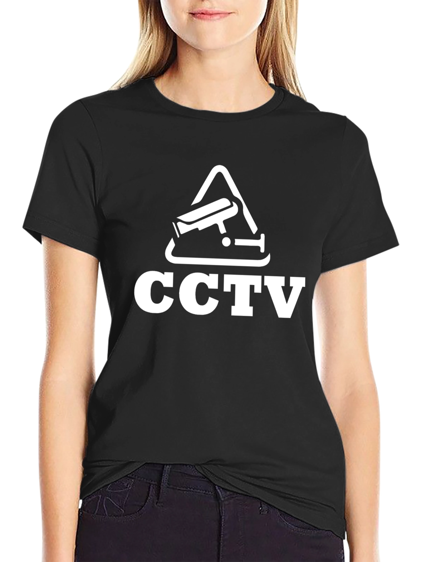 CCTV Surveillance Graphic Tee - Black Cotton T-Shirt