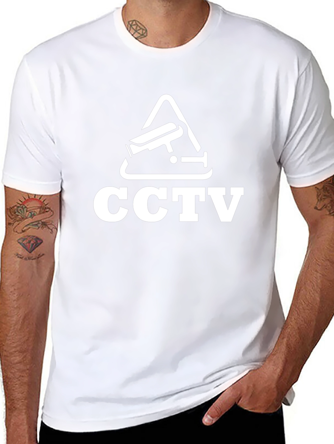 CCTV Surveillance Graphic Tee - Black Cotton T-Shirt