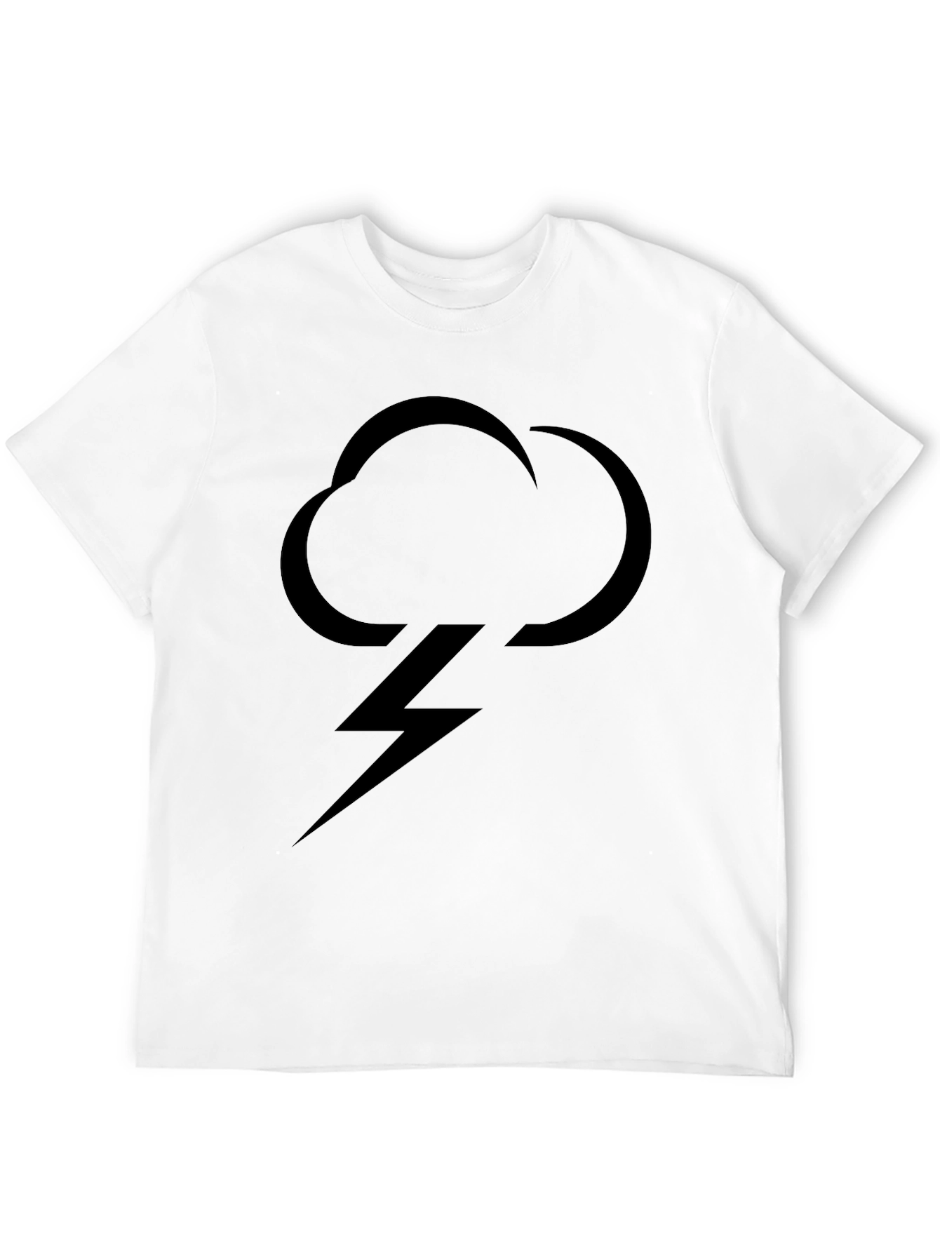 Mens Black T-Shirt with Cloud & Lightning Bolt Graphic