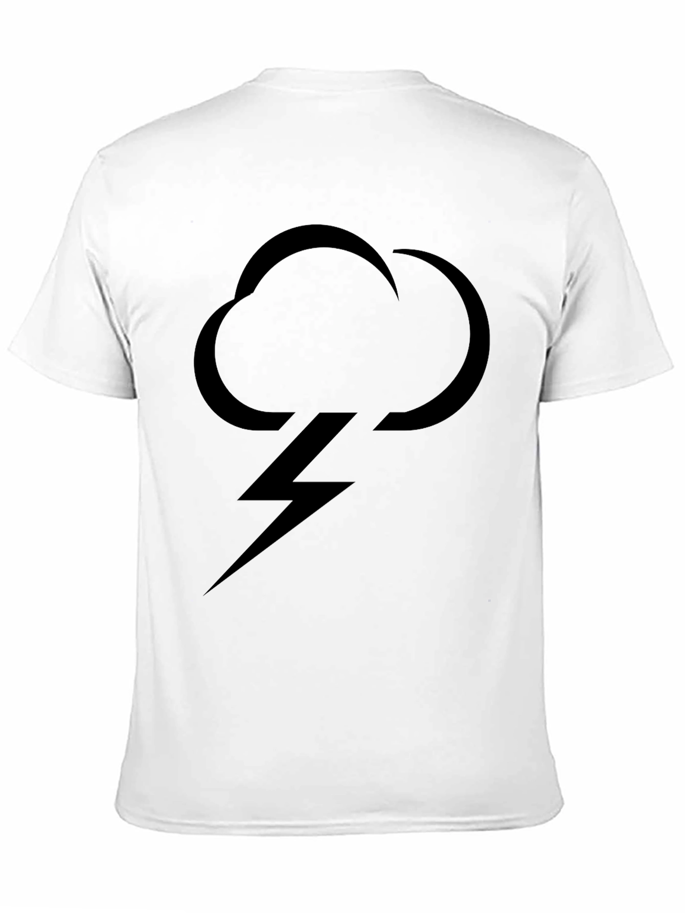 Mens Black T-Shirt with Cloud & Lightning Bolt Graphic