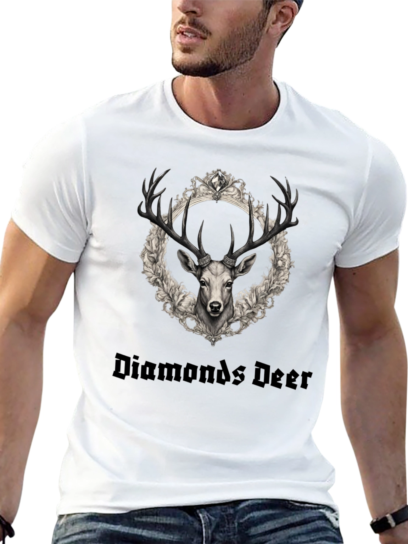 Diamonds Deer Graphic Tee - Black