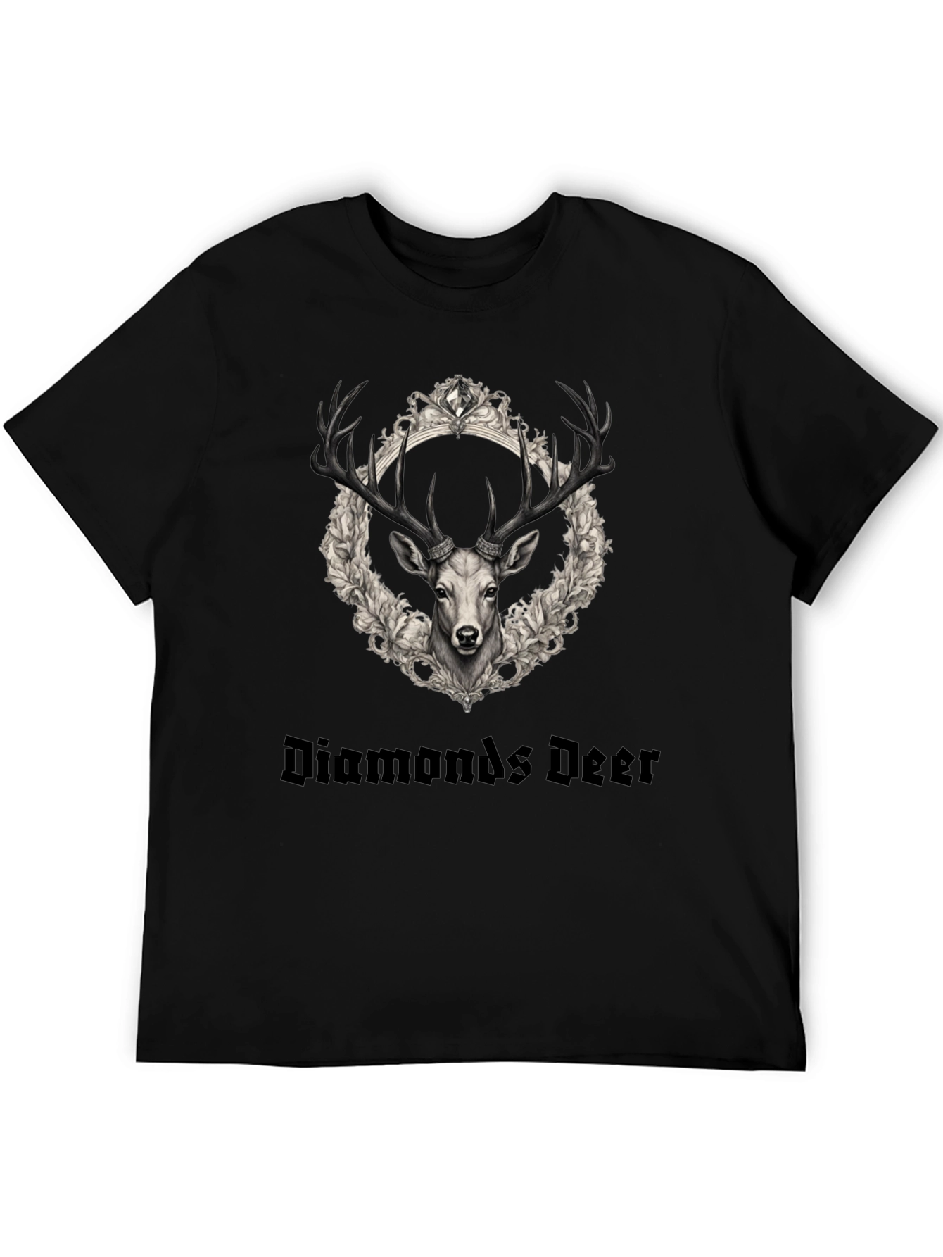 Diamonds Deer Graphic Tee - Black