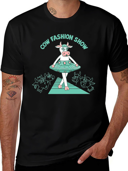 Cow Fashion Show Black T-Shirt