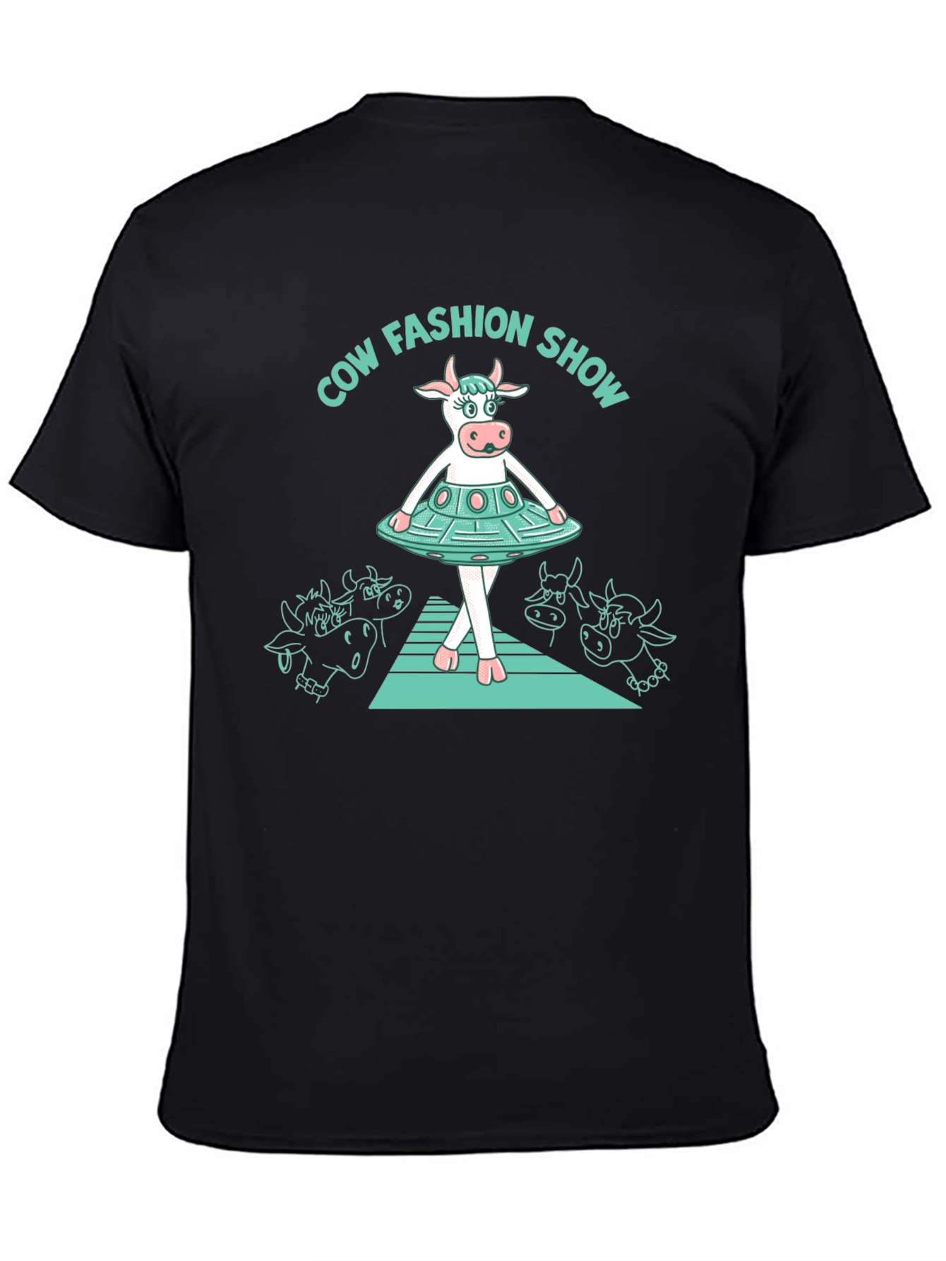Cow Fashion Show Black T-Shirt