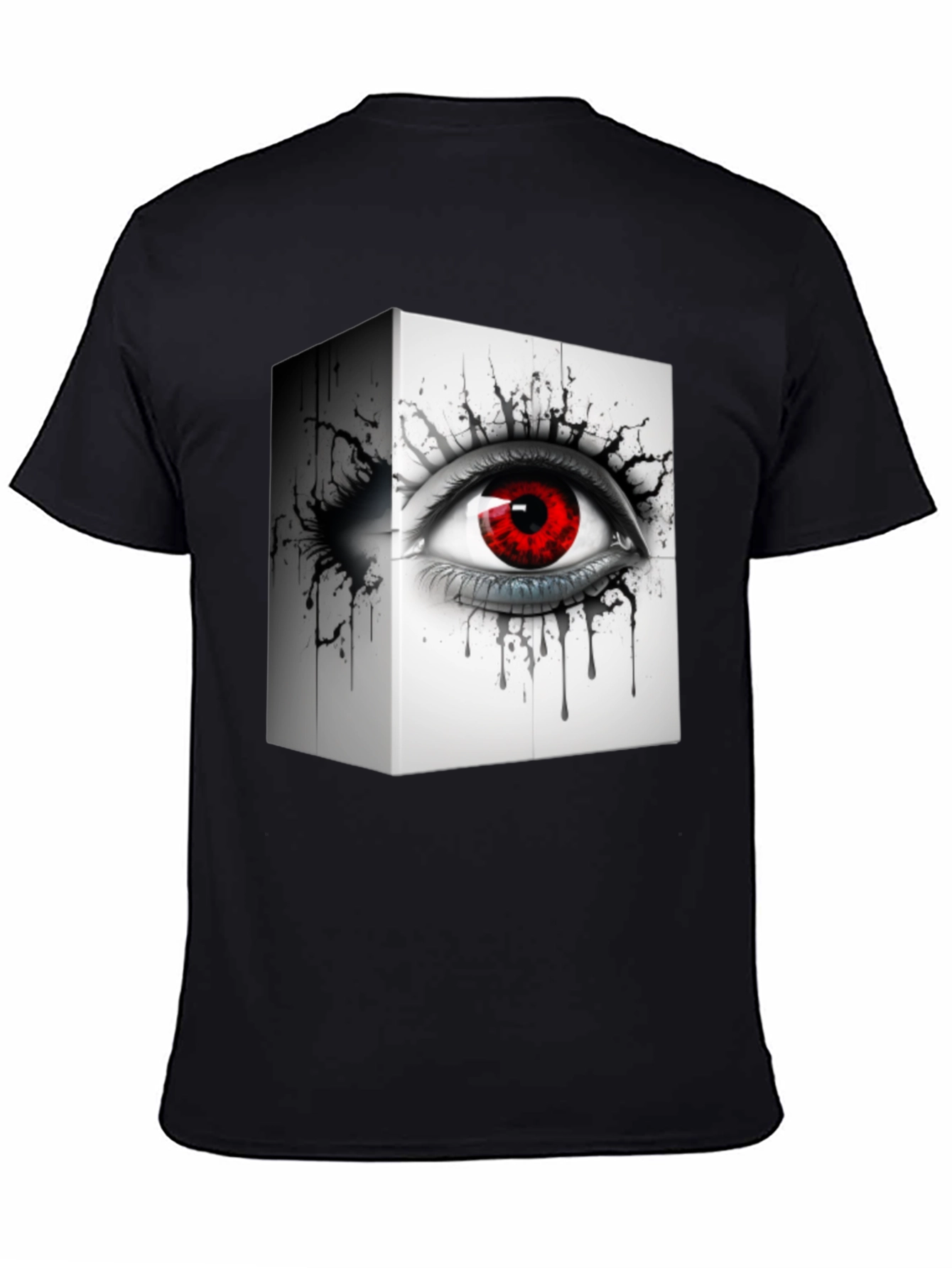 Eye Cube Graphic Tee - Edgy Black T-Shirt