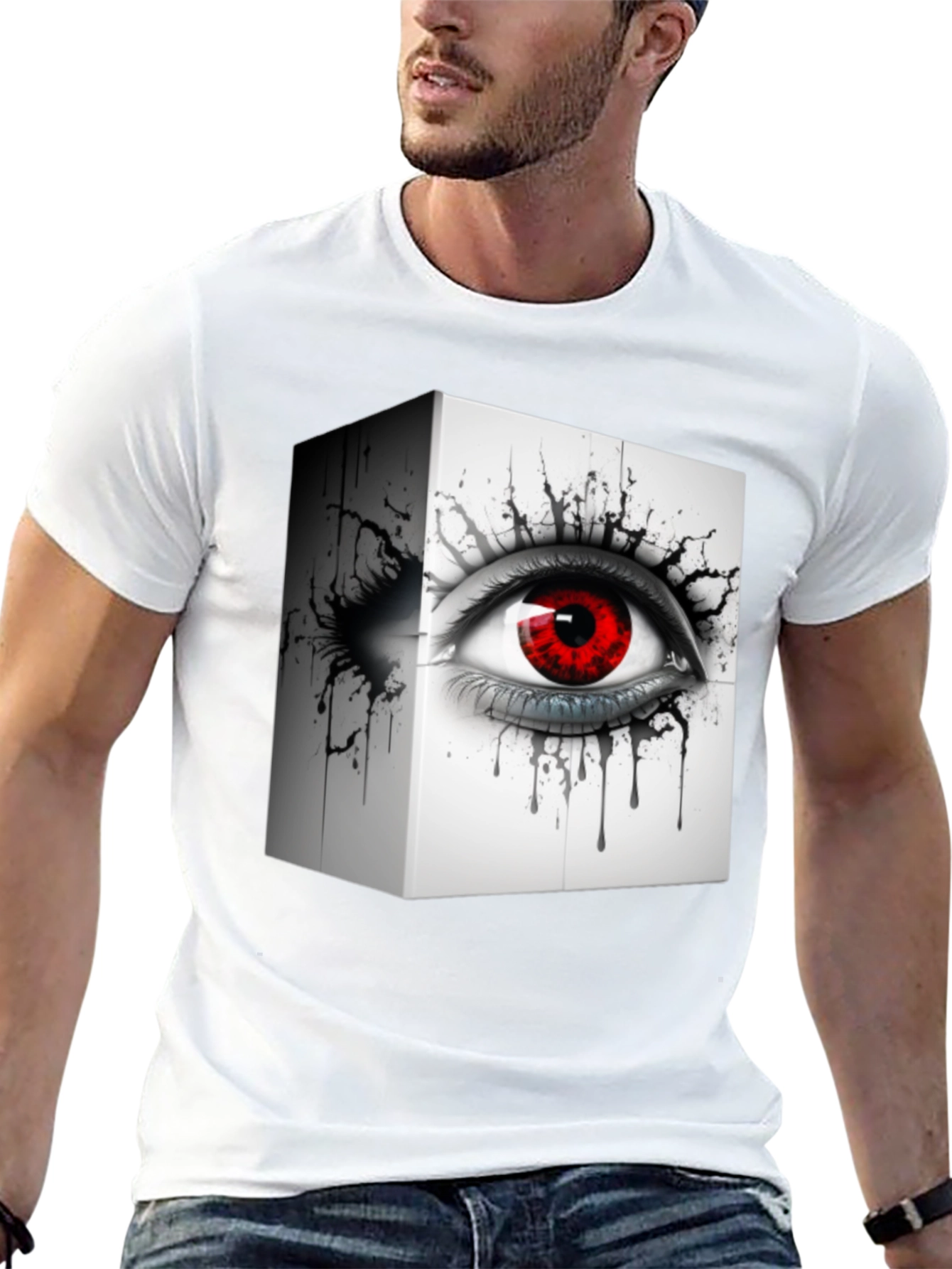 Eye Cube Graphic Tee - Edgy Black T-Shirt