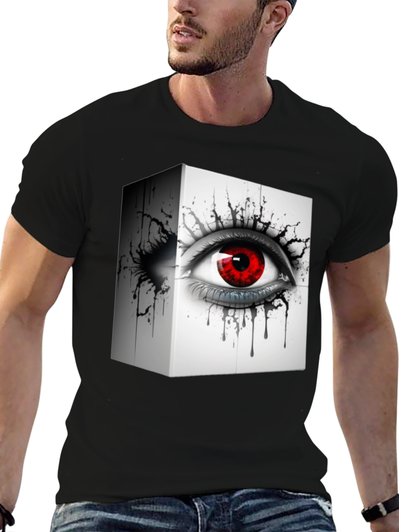 Eye Cube Graphic Tee - Edgy Black T-Shirt