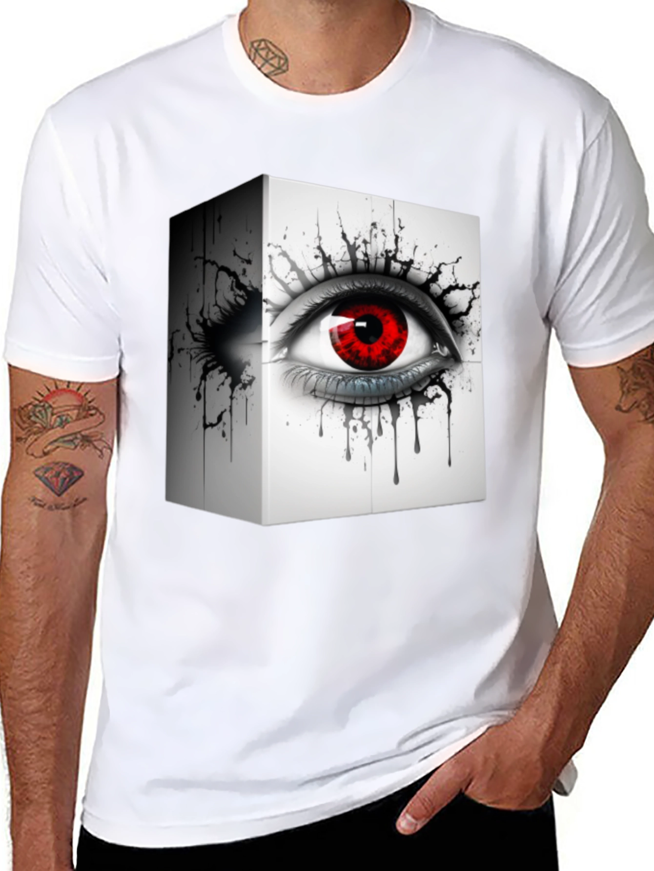 Eye Cube Graphic Tee - Edgy Black T-Shirt