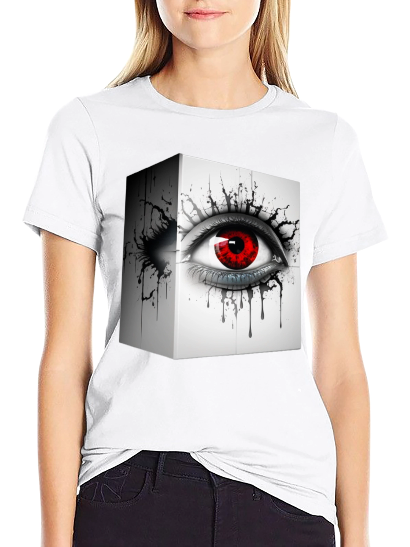 Eye Cube Graphic Tee - Edgy Black T-Shirt