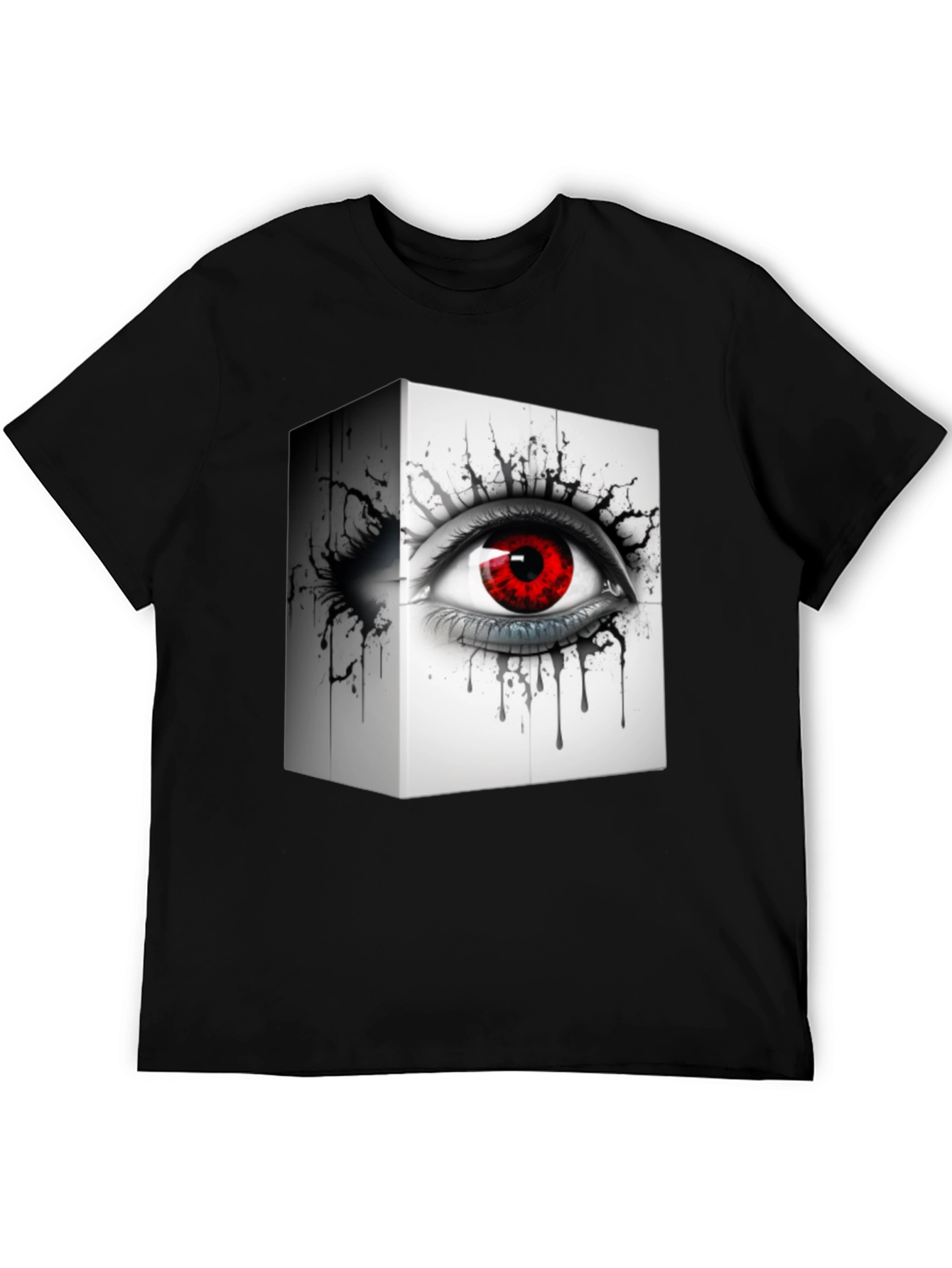 Eye Cube Graphic Tee - Edgy Black T-Shirt