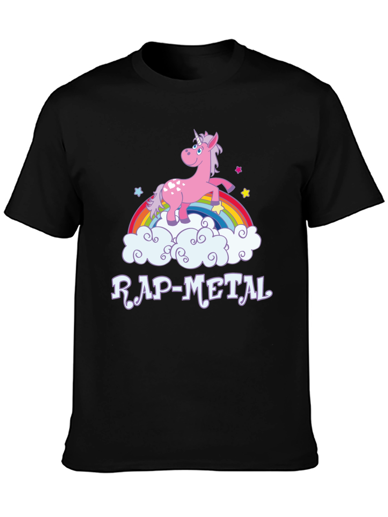 Rap-Metal Unicorn Rainbow Graphic T-Shirt