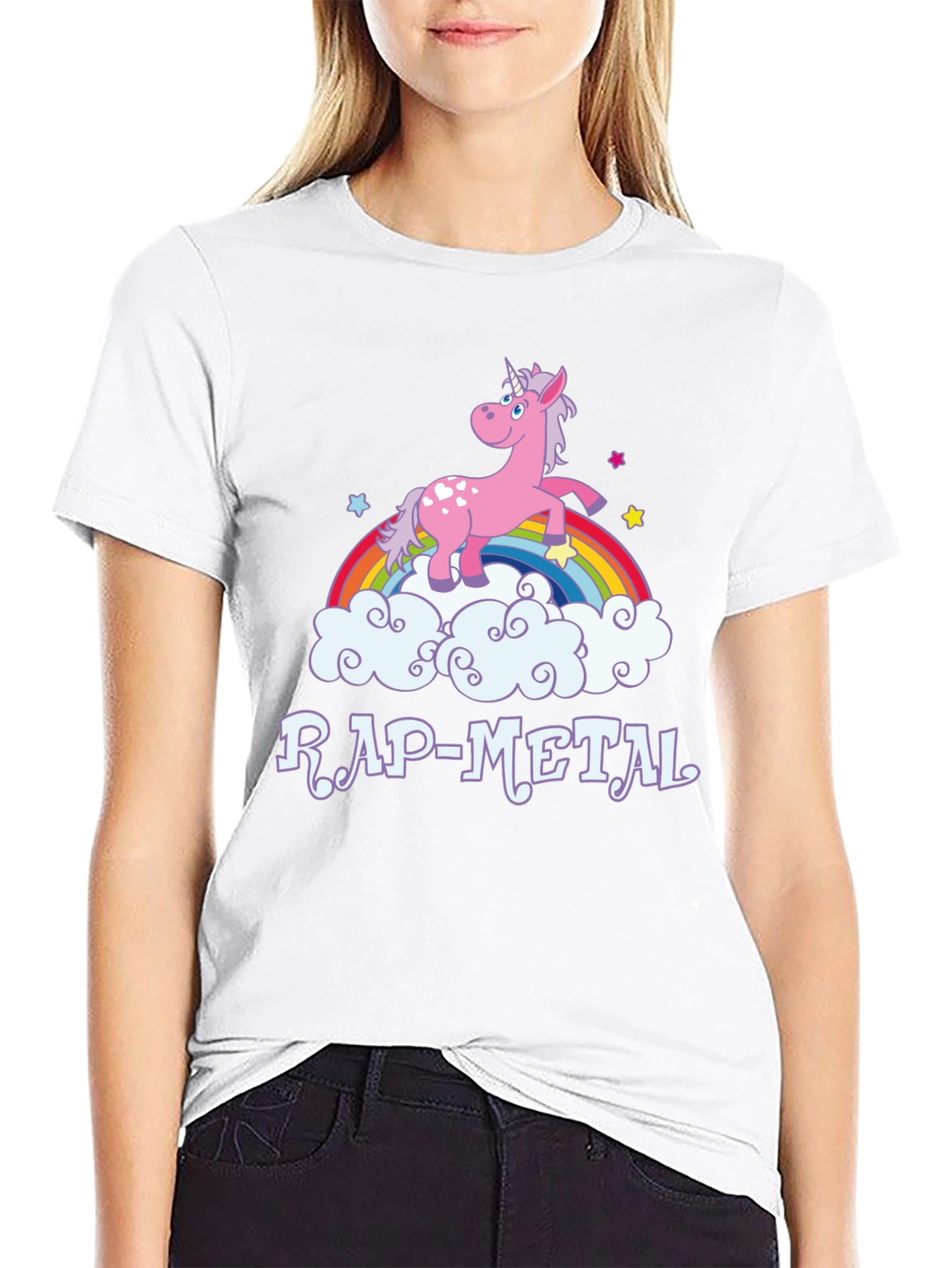 Rap-Metal Unicorn Rainbow Graphic T-Shirt
