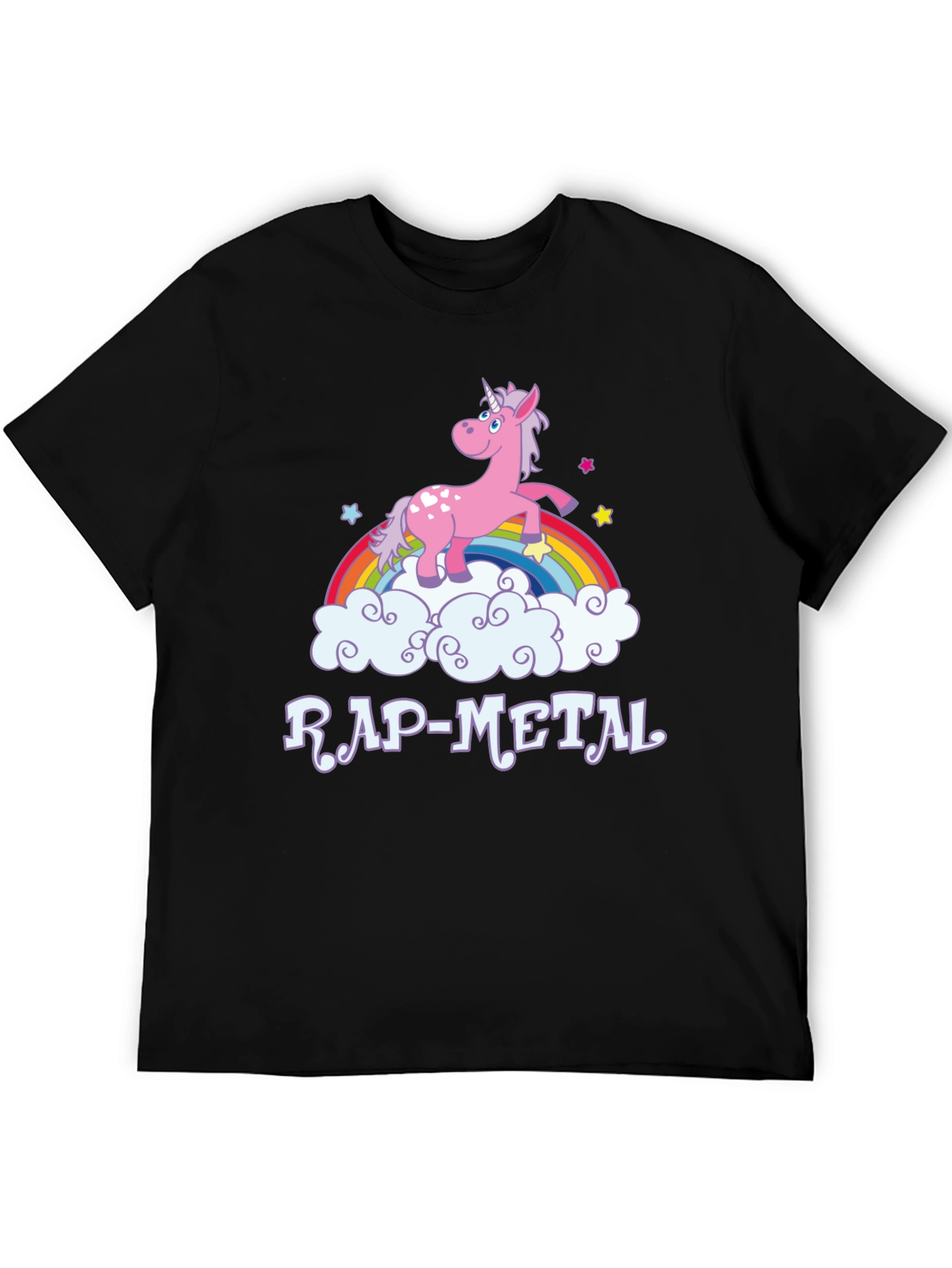 Rap-Metal Unicorn Rainbow Graphic T-Shirt