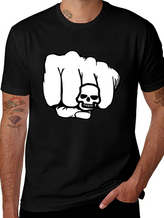 Skull Fist Graphic T-Shirt - Bold Design Black Tee