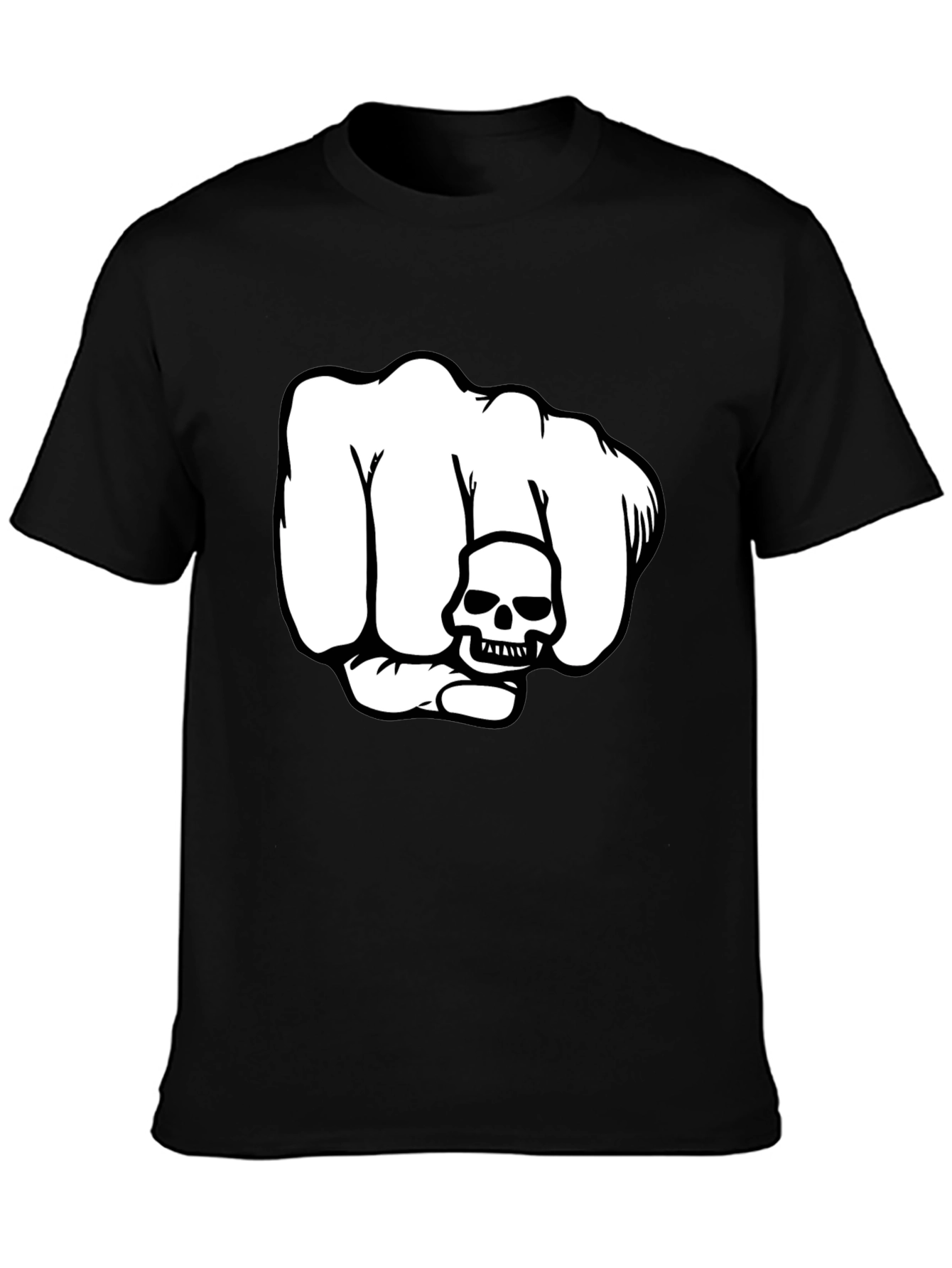 Skull Fist Graphic T-Shirt - Bold Design Black Tee