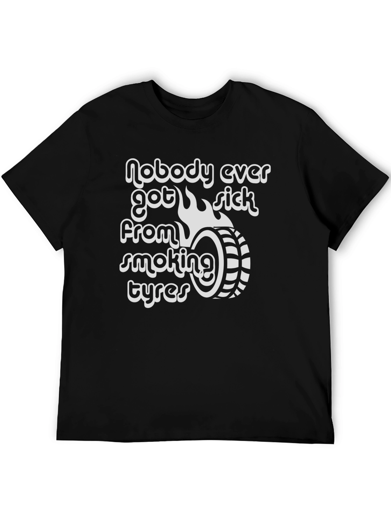 Smoking Tyres Graphic Tee - Cool Black T-Shirt