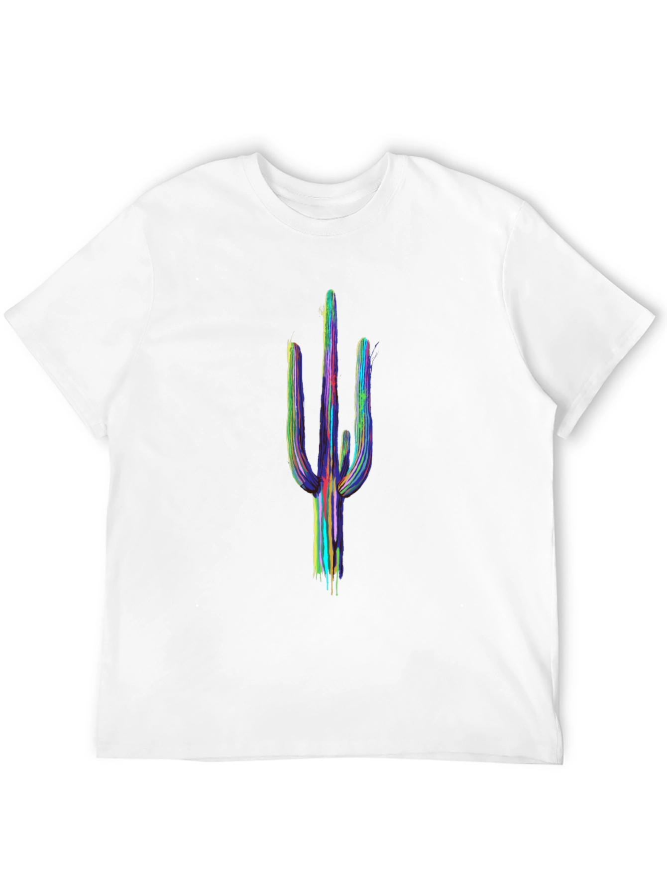 Cactus Art Mens Black T-Shirt