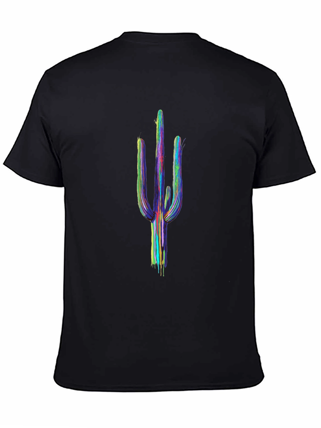 Cactus Art Mens Black T-Shirt