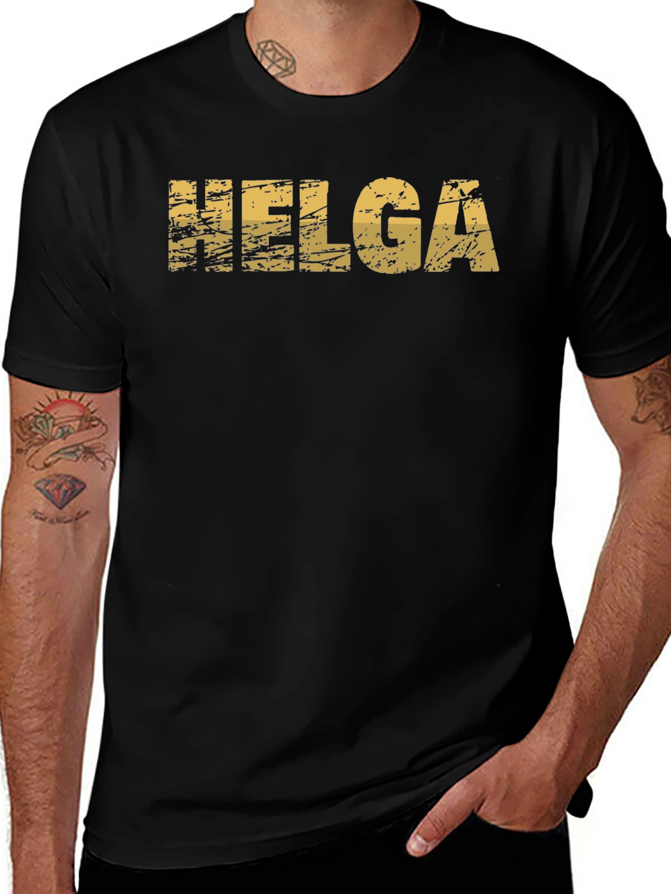 Helga Distressed Graphic Tee - Black Cotton T-Shirt