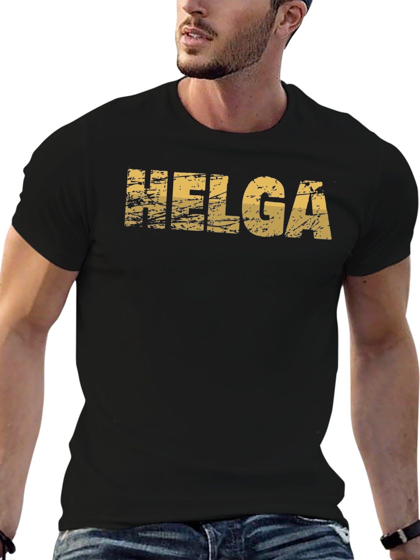 Helga Distressed Graphic Tee - Black Cotton T-Shirt