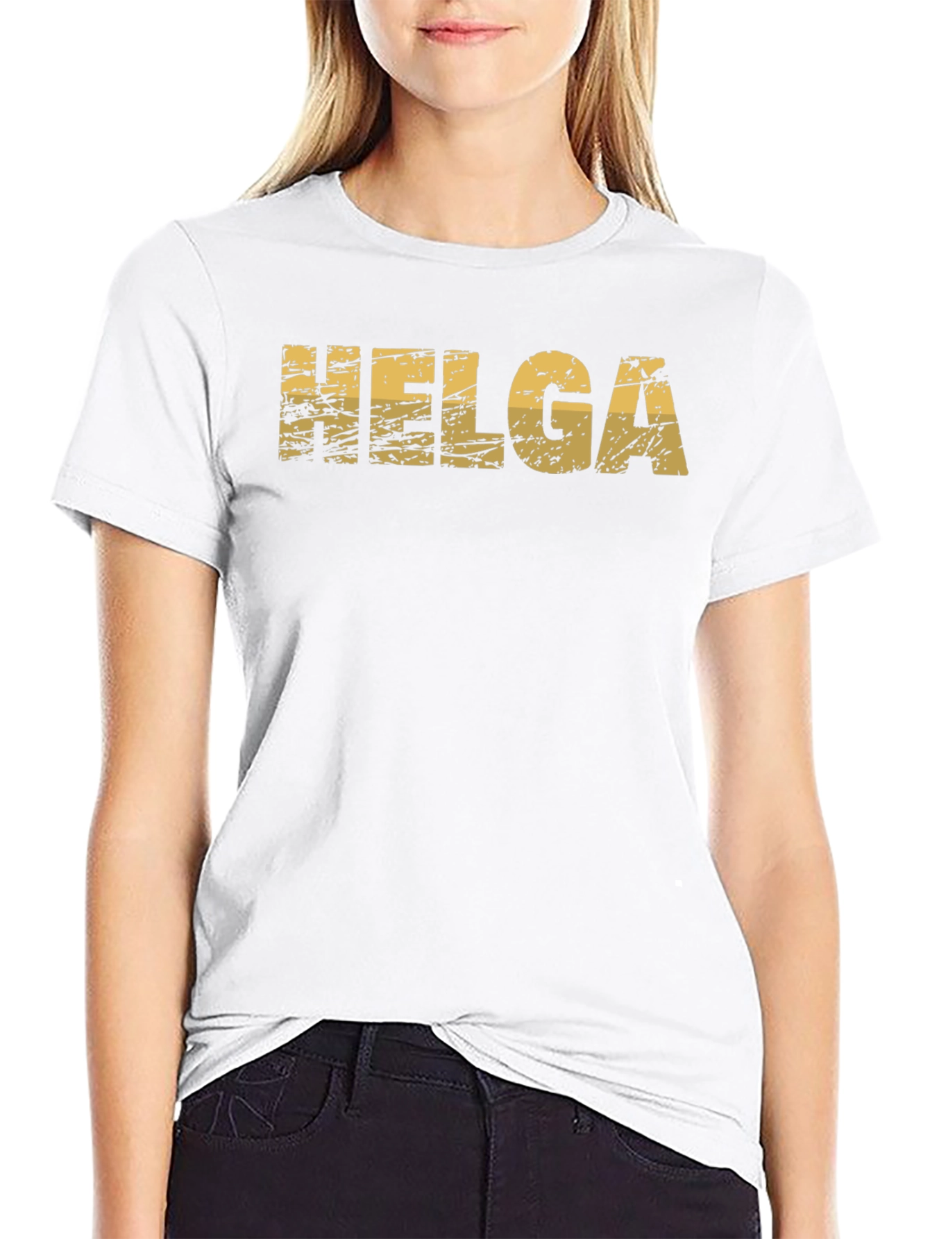 Helga Distressed Graphic Tee - Black Cotton T-Shirt