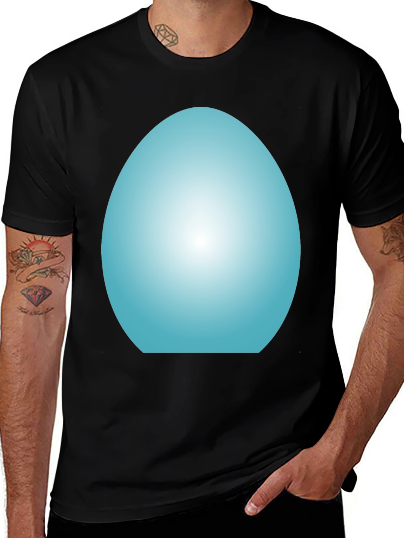 Cool Blue Egg Graphic Tee - Black Unisex T-Shirt