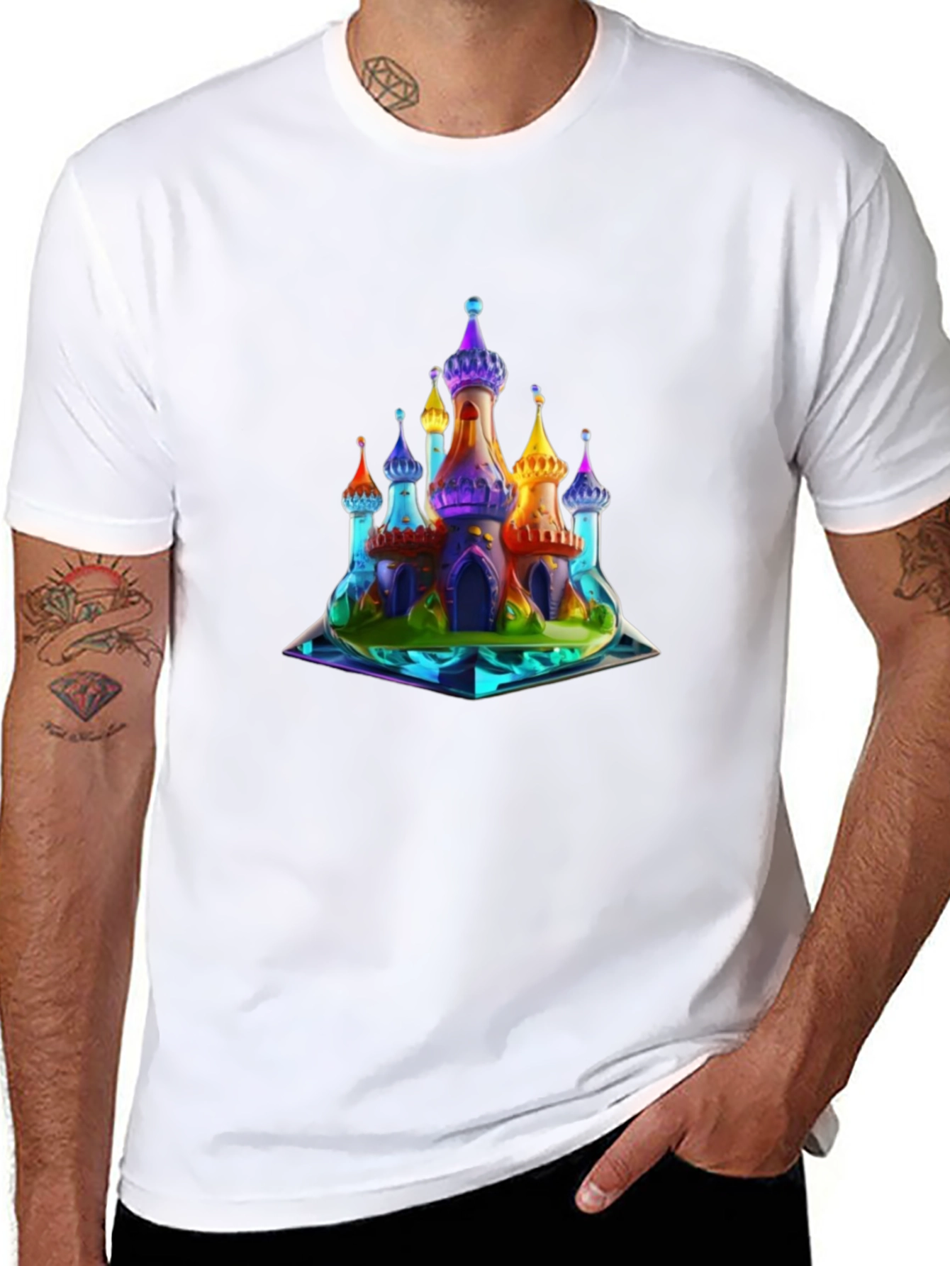 Rainbow Castle Graphic T-Shirt