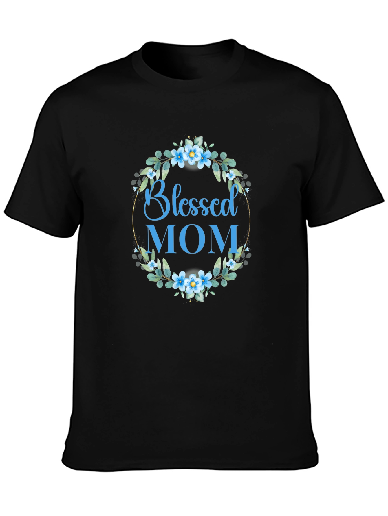 Blessed Mom Floral Wreath T-Shirt