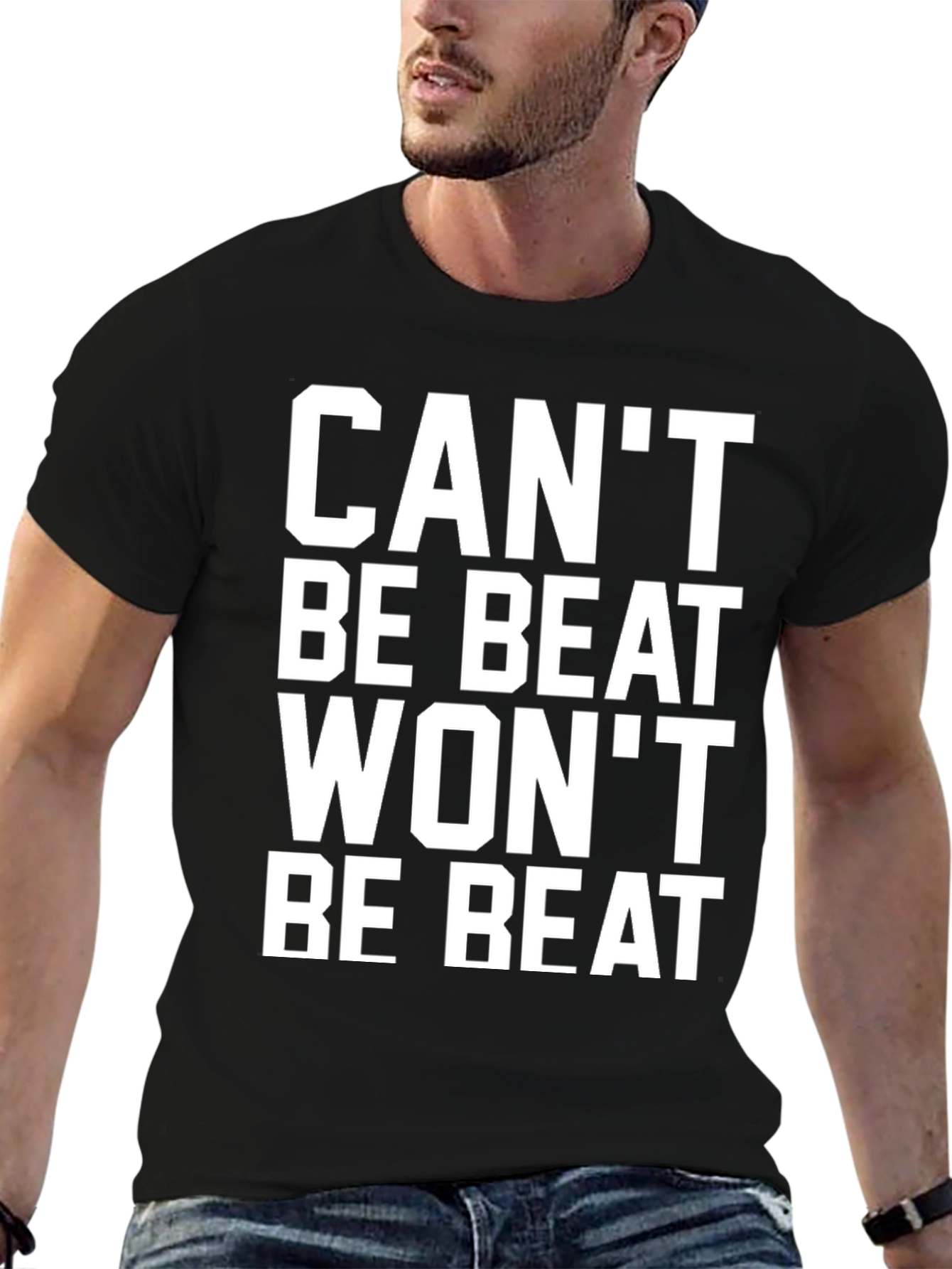 Cant Be Beat Mens Black Graphic T-Shirt