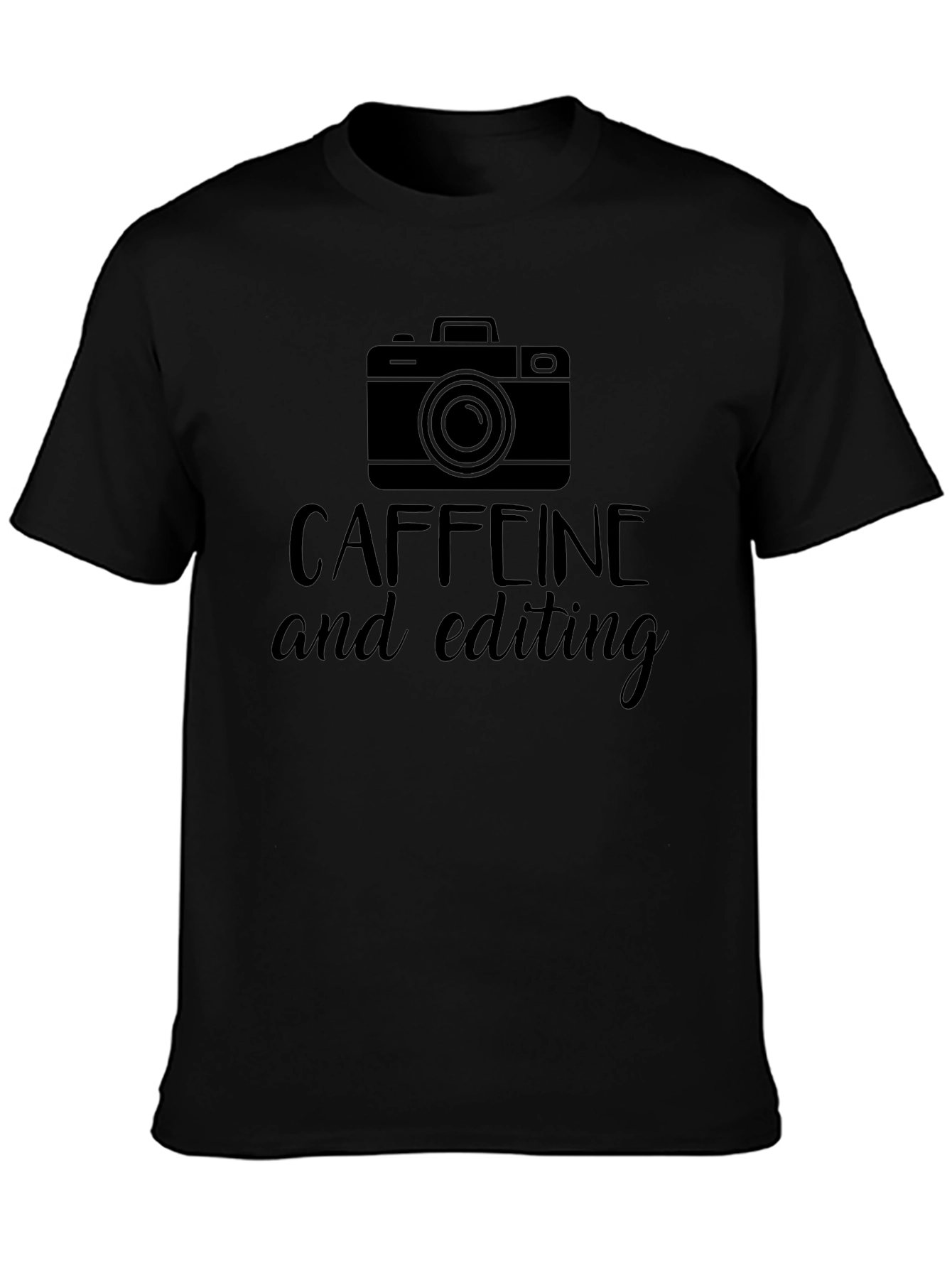 Caffeine and Editing Graphic Tee - Black