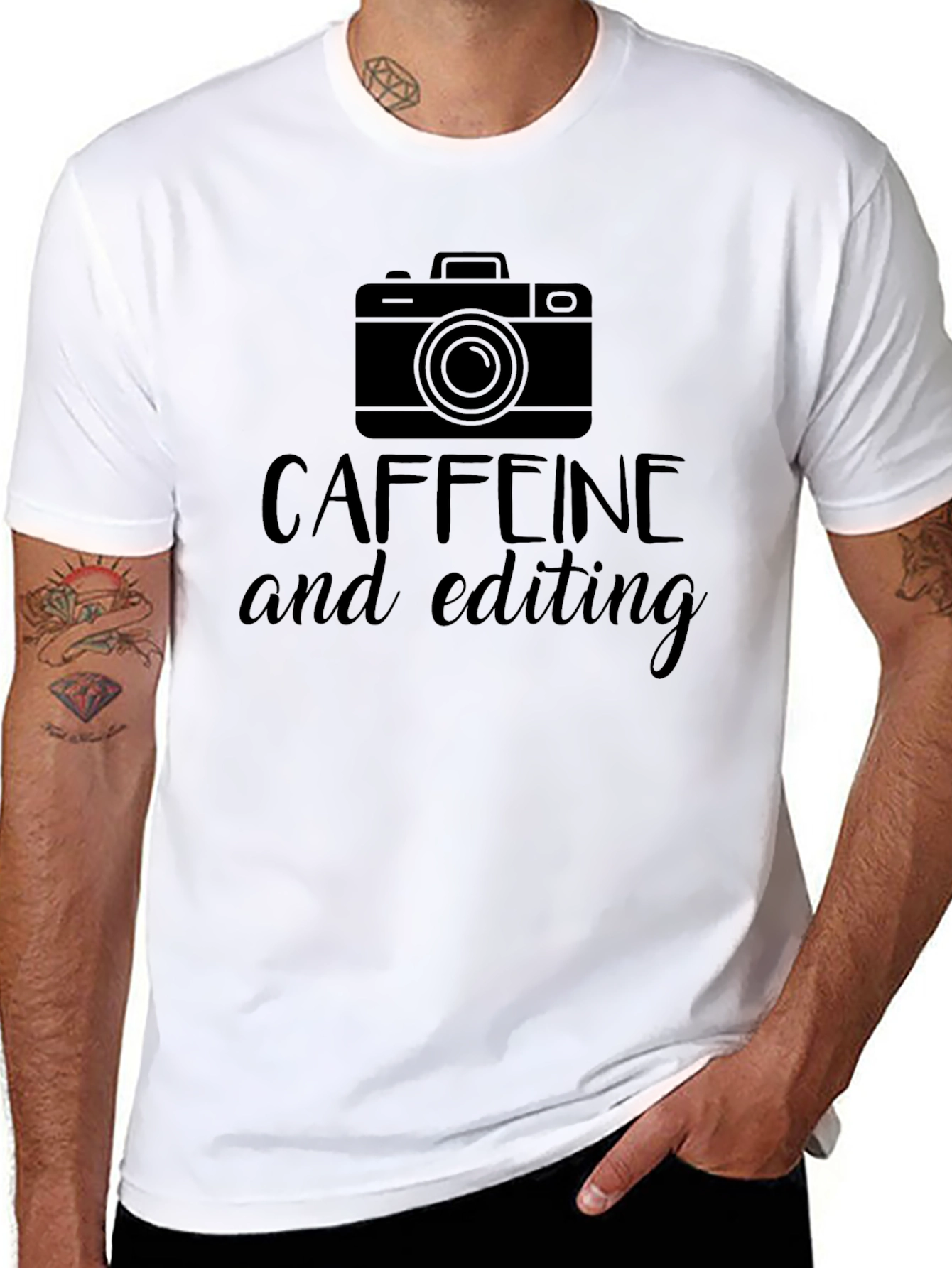 Caffeine and Editing Graphic Tee - Black