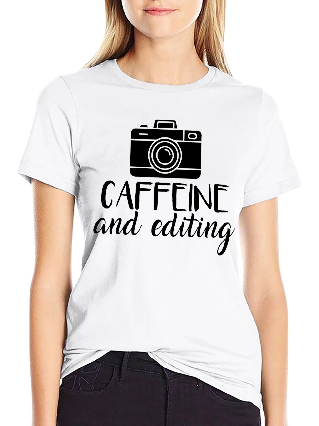 Caffeine and Editing Graphic Tee - Black