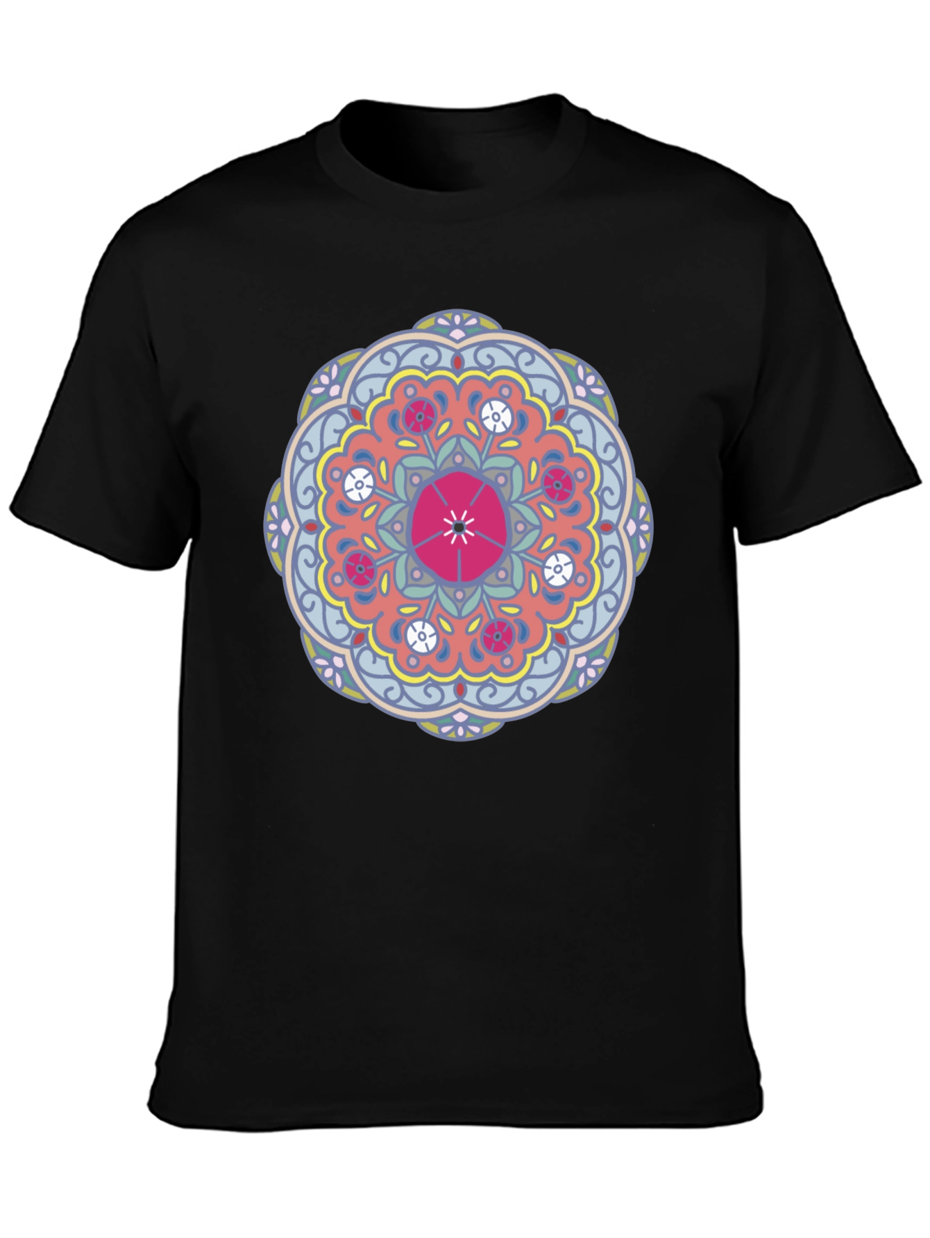Mandala Print Black T-Shirt for Men