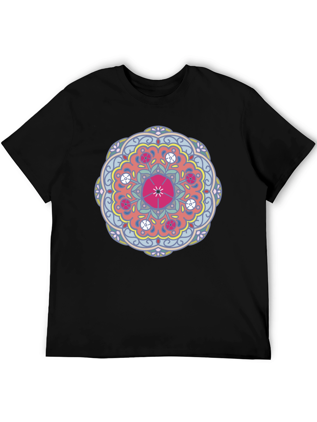 Mandala Print Black T-Shirt for Men