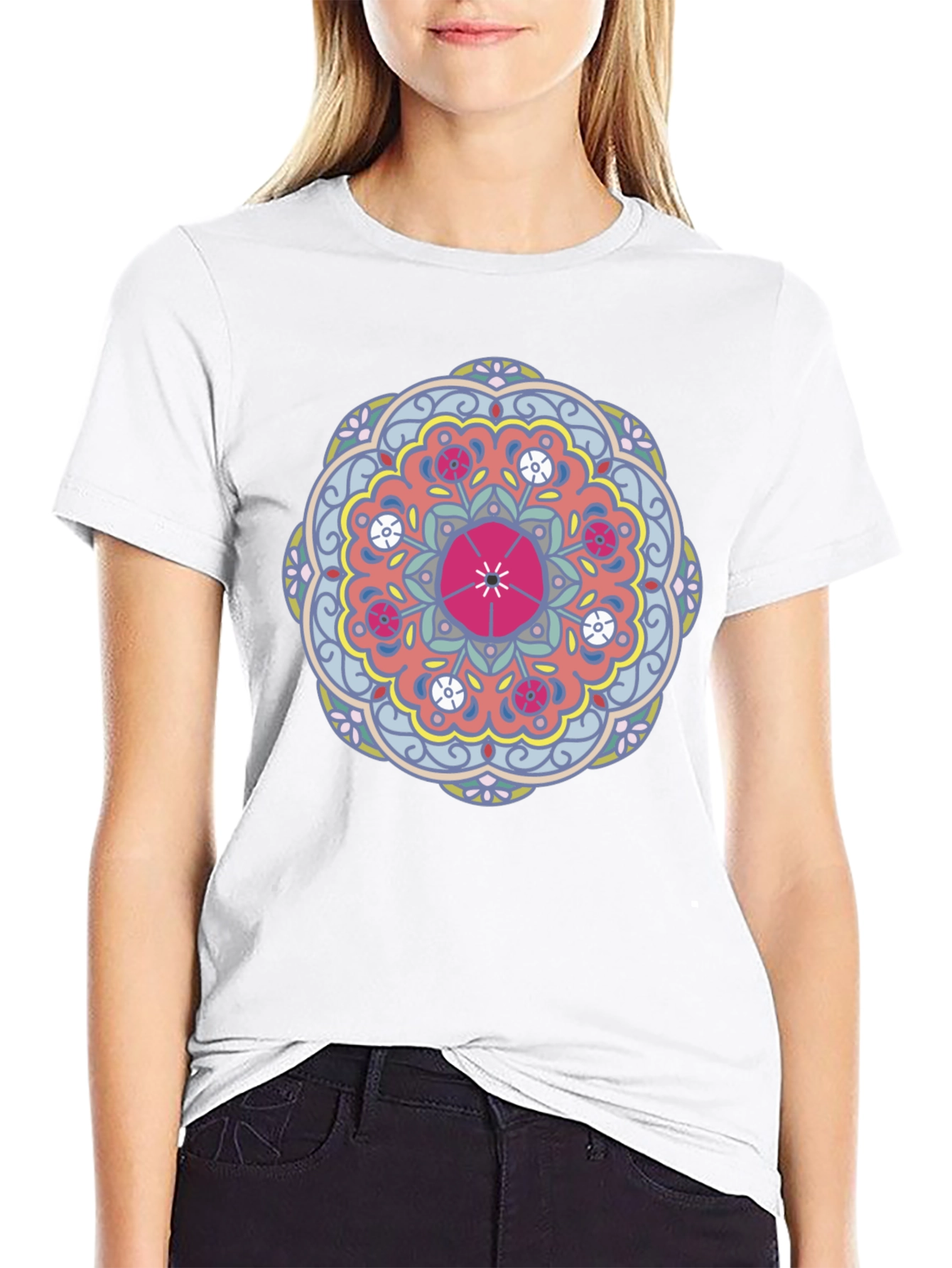 Mandala Print Black T-Shirt for Men
