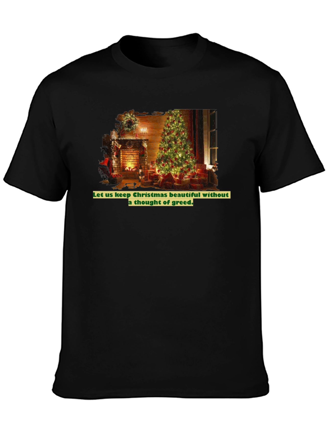 Festive Christmas Tree T-Shirt - No Greed