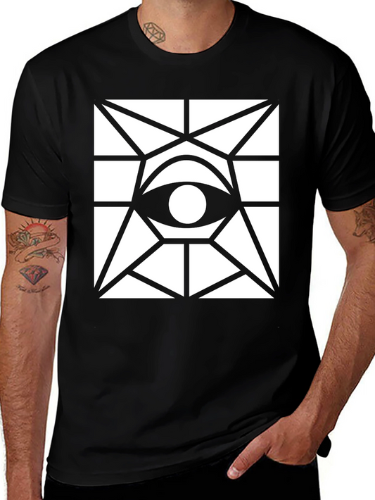Geometric Eye Graphic Tee - Modern Minimalist Design